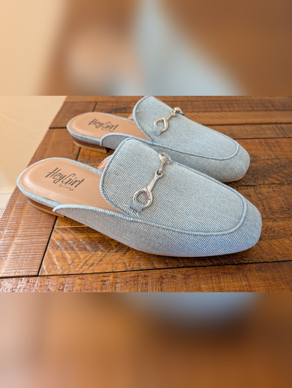 Corkys Hey Girl Denim Charmer Mules in Light Denim Blue New W/O Box